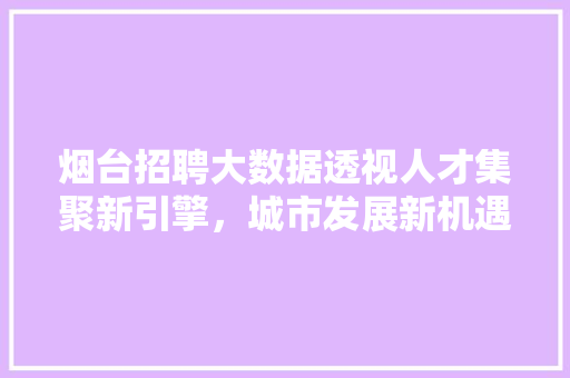 烟台招聘大数据透视人才集聚新引擎，城市发展新机遇