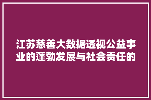 江苏慈善大数据透视公益事业的蓬勃发展与社会责任的传承 建站教程