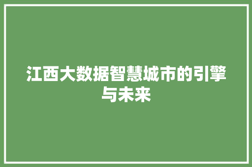 江西大数据智慧城市的引擎与未来 友链在线