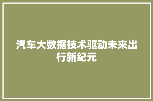 汽车大数据技术驱动未来出行新纪元 WordPress教程