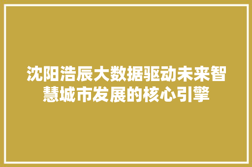沈阳浩辰大数据驱动未来智慧城市发展的核心引擎 建站教程