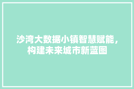 沙湾大数据小镇智慧赋能，构建未来城市新蓝图 建站教程