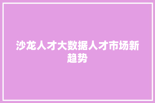沙龙人才大数据人才市场新趋势 WordPress教程