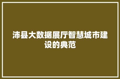 沛县大数据展厅智慧城市建设的典范 建站教程