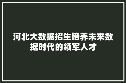 河北大数据招生培养未来数据时代的领军人才 SEO教程