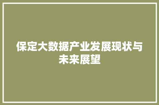 保定大数据产业发展现状与未来展望