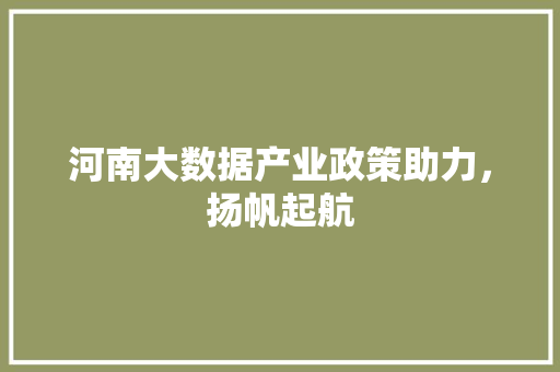 河南大数据产业政策助力，扬帆起航
