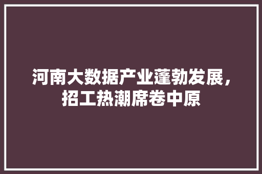 河南大数据产业蓬勃发展，招工热潮席卷中原