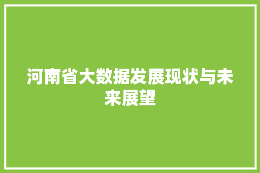 河南省大数据发展现状与未来展望 WordPress教程