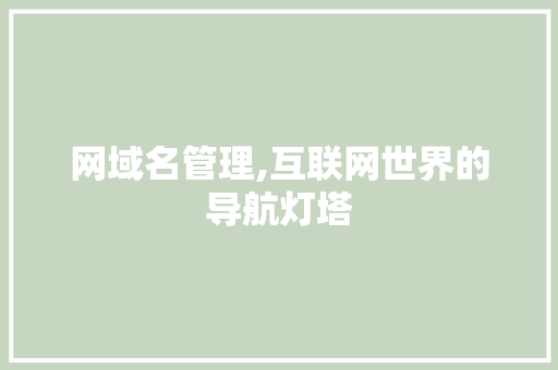 网域名管理,互联网世界的导航灯塔 网域名管理,互联网世界的导航灯塔 WordPress教程
