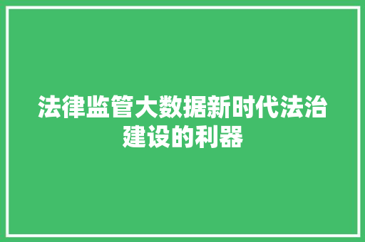 法律监管大数据新时代法治建设的利器
