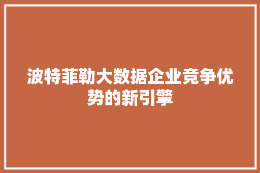 波特菲勒大数据企业竞争优势的新引擎