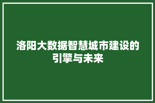 洛阳大数据智慧城市建设的引擎与未来