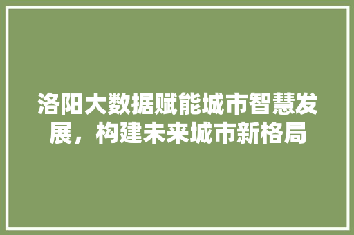 洛阳大数据赋能城市智慧发展，构建未来城市新格局