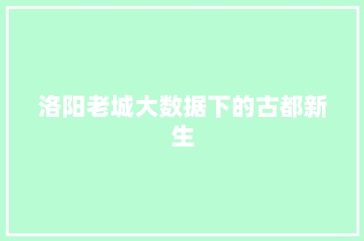 洛阳老城大数据下的古都新生