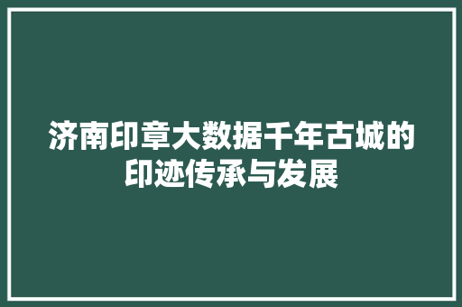 济南印章大数据千年古城的印迹传承与发展