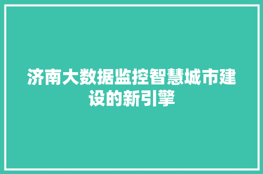 济南大数据监控智慧城市建设的新引擎