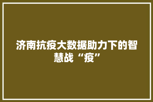 济南抗疫大数据助力下的智慧战“疫”