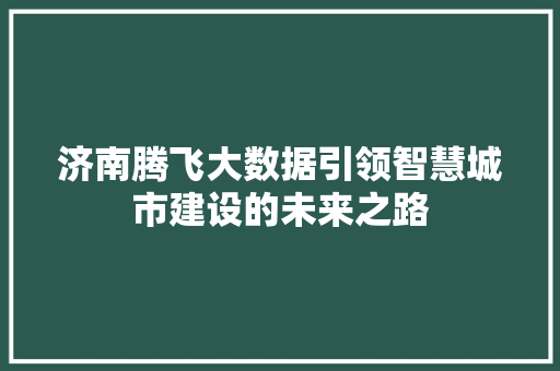 济南腾飞大数据引领智慧城市建设的未来之路