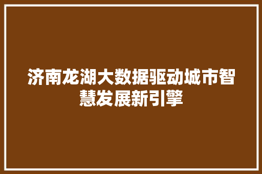 济南龙湖大数据驱动城市智慧发展新引擎
