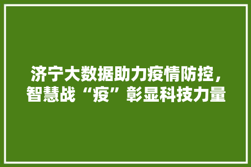 济宁大数据助力疫情防控，智慧战“疫”彰显科技力量