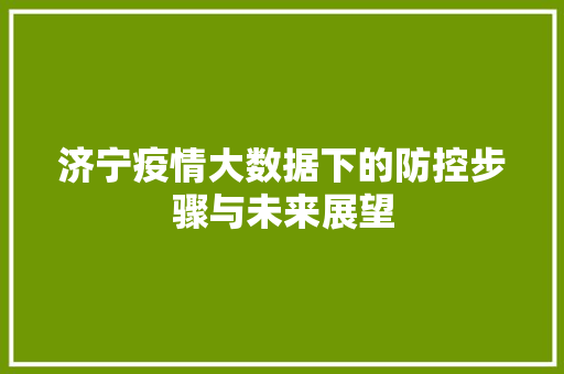 济宁疫情大数据下的防控步骤与未来展望
