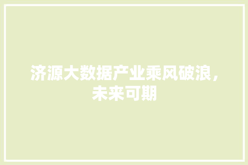 济源大数据产业乘风破浪，未来可期