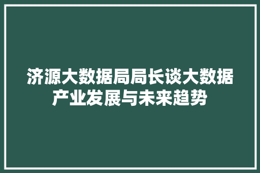 济源大数据局局长谈大数据产业发展与未来趋势
