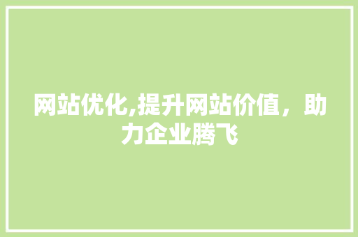 网站优化,提升网站价值，助力企业腾飞 网站优化,提升网站价值，助力企业腾飞 服务器/数据库