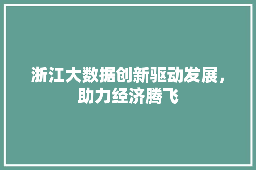 浙江大数据创新驱动发展，助力经济腾飞