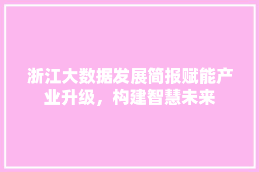 浙江大数据发展简报赋能产业升级，构建智慧未来