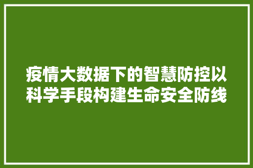 疫情大数据下的智慧防控以科学手段构建生命安全防线