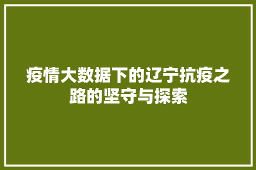 疫情大数据下的辽宁抗疫之路的坚守与探索