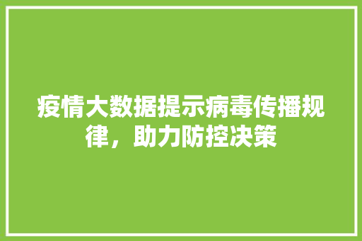 疫情大数据提示病毒传播规律，助力防控决策