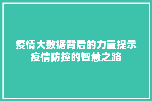 疫情大数据背后的力量提示疫情防控的智慧之路