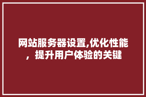 网站服务器设置,优化性能，提升用户体验的关键