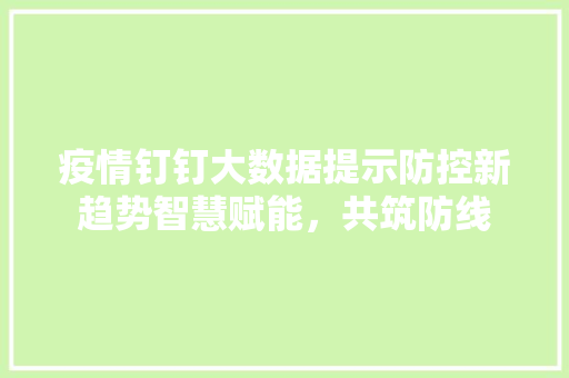 疫情钉钉大数据提示防控新趋势智慧赋能，共筑防线