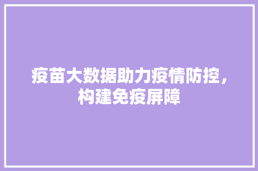 疫苗大数据助力疫情防控，构建免疫屏障