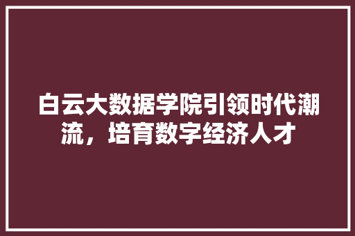 白云大数据学院引领时代潮流，培育数字经济人才