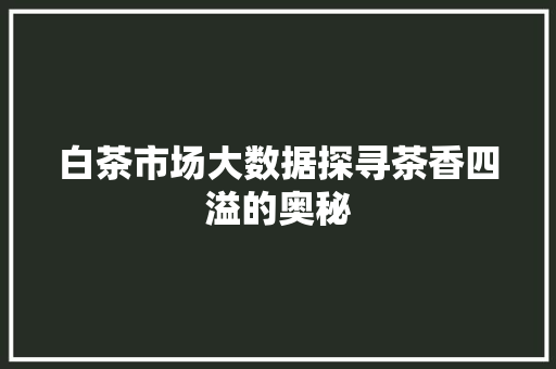 白茶市场大数据探寻茶香四溢的奥秘