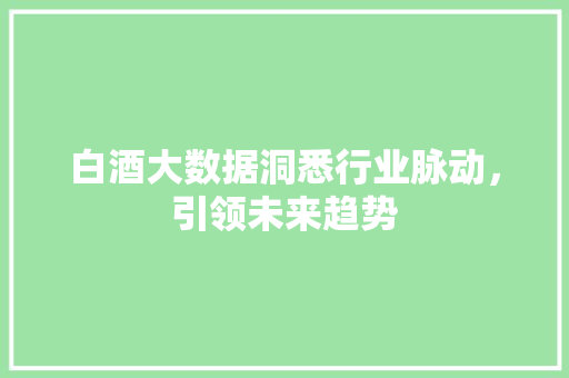 白酒大数据洞悉行业脉动，引领未来趋势