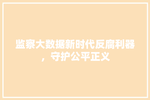 监察大数据新时代反腐利器，守护公平正义