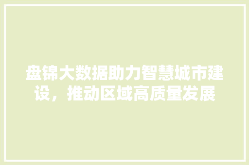 盘锦大数据助力智慧城市建设，推动区域高质量发展
