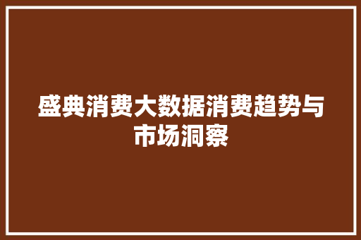 盛典消费大数据消费趋势与市场洞察