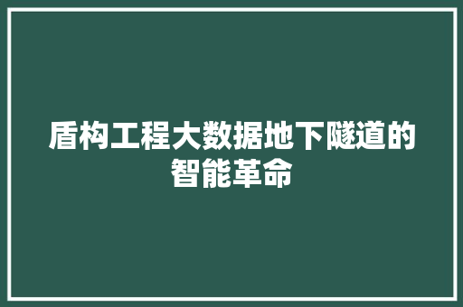 盾构工程大数据地下隧道的智能革命