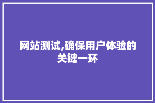 网站测试,确保用户体验的关键一环 网站测试,确保用户体验的关键一环 SEO教程