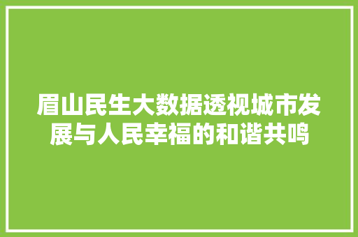 眉山民生大数据透视城市发展与人民幸福的和谐共鸣