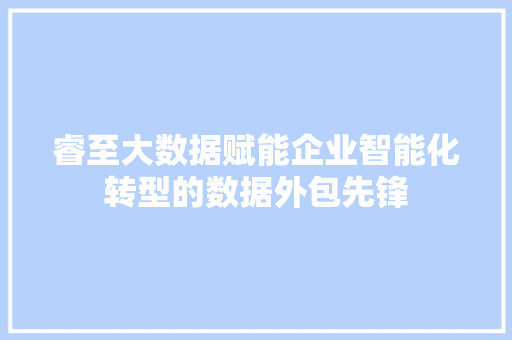 睿至大数据赋能企业智能化转型的数据外包先锋