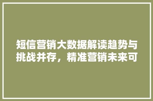 短信营销大数据解读趋势与挑战并存，精准营销未来可期