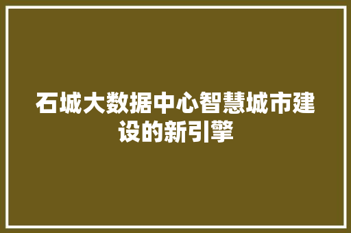 石城大数据中心智慧城市建设的新引擎
